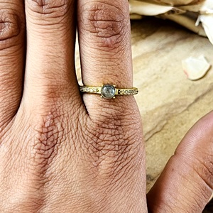 Unique Design <b>Dainty</b> Solitaire Labradorite <b>Ring</b> Boho Brass <b>Rings</b> for Women 18k Gold Plated Minimalist <b>Ring</b> for Wholesale/OEM/ODM - Product Image 5