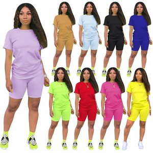 Conjunto de 2 Piezas para Mujer, Shorts y Top Deportivo de Manga Corta, Estilo Casual de Verano - Product Image 6