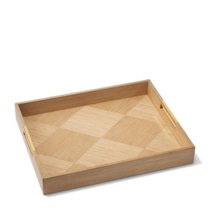 Premium Handcrafted Oak Wooden <b>Serving</b> <b>Tray</b> With Modern Marquetry Inlay <b>Large</b> Square Decorative <b>Tray</b> For Coffee Table Ottoman - Product Image 3