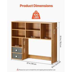 Organizador de Escritorio de Madera de 37 x 10 x 31.1 Pulgadas, Estantería de 3 Niveles, Estante de Exhibición, Organizador de Oficina - Product Image 3