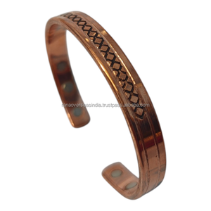 Bracelet magnétique en cuivre gravé sur mesure, cadeau personnalisé pour la santé, bijoux artisanaux pour soulager les douleurs articulaires - Product Image 5