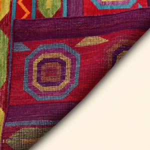 Alfombra DECORDEC Jewel Caravan Morada Multicolor Hecha a Mano de Lana, Ecológica, Antideslizante, con Diseño Tribal Geométrico a Rayas - Product Image 5
