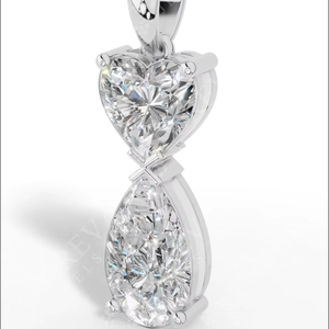 Deslumbrante Collar de Plata de Ley 925 con Colgante de Corazón y Diamante Simulado con Corte de Pera, Elegante Collar con Doble Piedra Infinita Brillante - Product Image 1