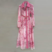 Nouvelle Robe Longue Décontractée Imprimée à Col Rabattu et Boutonnage Simple pour Femme, Tendance Printemps, en Dentelle Naturelle, Style Créateur