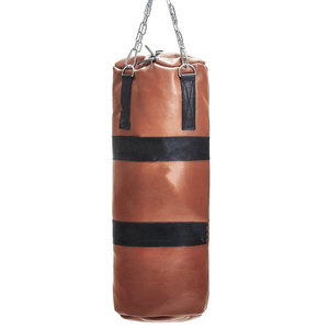 Sac d'entraînement de boxe en cuir avec sangles noires et fermeture à lacets pour la pratique du punching adulte - Product Image 1