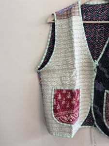 Chaleco de Algodón Kantha para Mujer, Chaleco Corto de Verano, Chaqueta Hecha a Mano con Trabajo de Hilo - Product Image 3