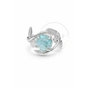 Natural Raw Aquamarine Leaf Wrap <b>Ring</b> Handmade Silver plated Adjustable Nature Inspired <b>Statement</b> <b>Ring</b> for Women - Product Image 1