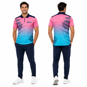 Polo personnalisé par sublimation pour homme, séchage rapide, col zippé 1/4, pour golf, tennis, sport, respirant, maillot de sport d'équipe, vente en gros - Product Image 3