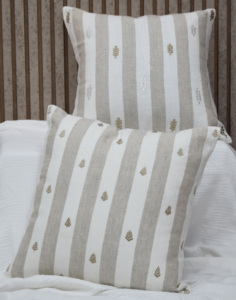 Classic <b>White</b> Stripe 100% Pure Linen Square Cushion Cover with Embroidered Detail Luxury Home Hotel Decorative <b>Throw</b> Pillow Case - Product Image 5