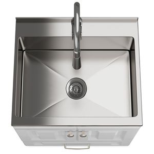 Mobile Lavanderia Lawrence 24 Pollici Bianco con Rubinetto e Lavello in Acciaio Inox, Elettrodomestico Premium - Product Image 2