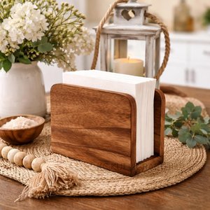 Boîte à mouchoirs en bois naturel, porte-mouchoirs en bois fait main, distributeur de serviettes de table rustique, décoration pour la maison, le bureau, la salle de bain, l'hôtel - Product Image 6