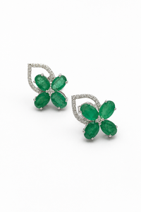 Pendientes de Esmeralda y Diamante en Plata de Ley 92.5 KLST-30197 - Product Image 2