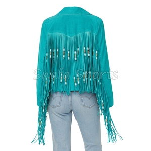 Real Soft Leather <b>Suede</b> Breathable Ladies Western Winter <b>Jacket</b> for Women with Heated Lining and Solid Pattern - Product Image 2