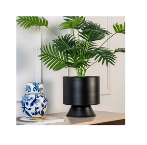 Amazing Metal Planter Pot And Stand For Indoor Plants Golden Plated Metal Flowerpot Stand with Black <b>Iron</b> Frame Ground - Product Image 1