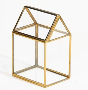 ที่ใส่เทียนแก้วสีทอง กรอบทองเหลือง เป็นมิตรกับสิ่งแวดล้อม ปราศจากสารตะกั่ว ทนความร้อน ทำด้วยมือ ตกแต่งบ้าน วางบนโต๊ะ สำหรับคริสต์มาส อีสเตอร์ - Product Image 1