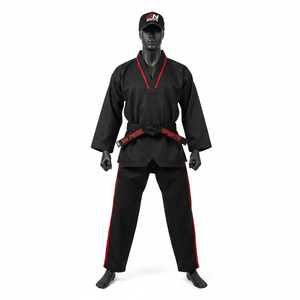 Tenue de Taekwondo Professionnelle Personnalisée 2026 Légère Respirante Confortable en Polyester Blanc et Noir Col en V - Product Image 1
