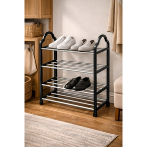 Organizador de zapatos de metal dorado de 4 niveles, estante moderno independiente de hierro forjado para almacenamiento de zapatos en armario, dormitorio o recibidor. - Product Image 6