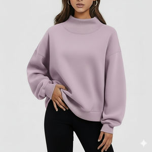 Pull-over long en tricot imprimé pour femme Comfort Flow, col montant oversize, doux, chaud, respirant, séchage rapide, design minimaliste élégant - Product Image 1