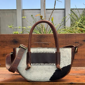 Bolso de Mano de Media Luna para Mujer, Bandolera de Cuero de Vaca, Estilo Rústico Occidental, Cosido a Mano, Correa Ajustable - Product Image 5