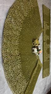 Vintage Regular Fit Natural Autumn Floor-Length LAhenga Choli Dupatta Butterfly <b>Net</b> Material Knitted Machine Embroidered Wrist - Product Image 6