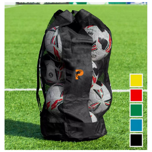 Prime Bags Large Capacity Mesh Sports <b>Ball</b> Bag Drawstring Black Red Travel Backpack Basketball Football Volleyball Soccer - Product Image 4
