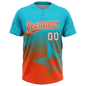 เสื้อซอฟต์บอลแบบซับลิเมชั่นขายดีที่สุด ผลิตจากโพลีเอสเตอร์ 100% ผ้าตาข่ายแบบ Bird Eye คอวี  รับสกรีนโลโก้ ชื่อทีม เบอร์นักกีฬา เสื้อกีฬา - Product Image 2