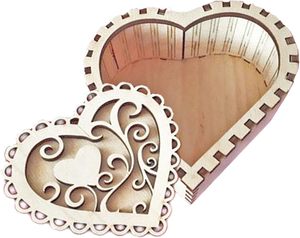 <b>Heart</b>-<b>Shaped</b> Wooden Jewelry <b>Box</b> with Intricate Carved Design Decorative Storage Organizer for Accessories Gifts - Product Image 2