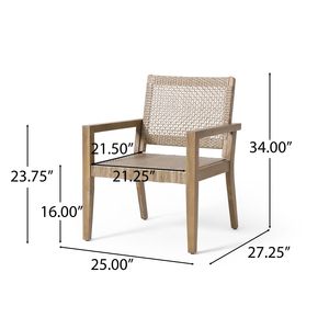 Set di 2 Sedie Club da Esterno in Vimini e Legno di Acacia, Multibrown Chiaro e Marrone Chiaro, 34 H X 25 L X 27.25 P, Arredamento da Patio - Product Image 5