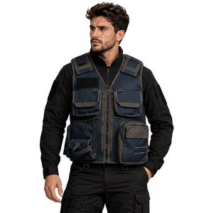 High Quality Customized Men Breathable Reflective Safety <b>Tactical</b> Work Jacket Zipper Multi Pockets <b>Vest</b> - Product Image 4