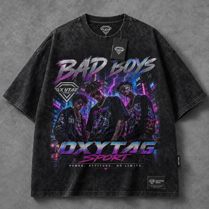 Camiseta Oversize Personalizada con Lavado Ácido, Estampado Gráfico Vintage de Gran Gramaje, Estilo Streetwear Cyberpunk para Hombre, Fabricante OEM - Product Image 1