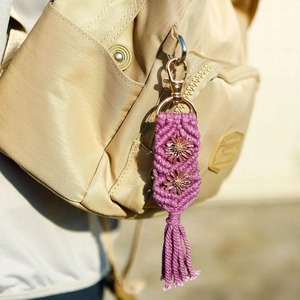 Stylish Boho Star Macrame Keychain Handmade Cotton Rope Keyring Bag Charm Purse <b>Backpack</b> Aesthetic Accessory Gift From India - Product Image 6