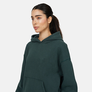 Sudadera con Capucha Extra Grande para Mujer, Color Sólido, Felpa de Algodón, Manga Larga, con Bolsillo, Ropa Casual de Otoño - Product Image 3