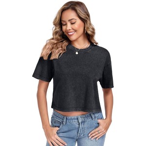Private Label Women Crop <b>Tops</b> Cropped Tees Lightweight Cotton Casual Daily Wear Supplier for USA Buyers - Product Image 6
