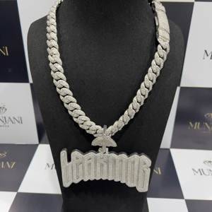 Cadena Cubana de Plata de Ley 925 con Incrustaciones de Diamantes Moissanite VVS, Joyería Hip Hop con Baño de Oro, Collares con Colgante para Hombre - Product Image 6