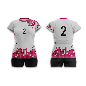 Women's <b>Volleyball</b> Uniform <b>Set</b> Quick Dry Breathable Custom Printed Designs 100%Polyester Short Sleeve Fitted Uniform Low MOQ - Product Image 1