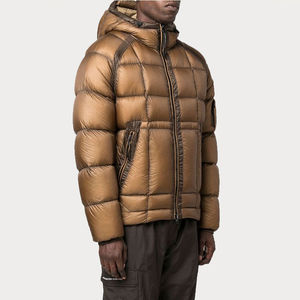 Men's Winter Hooded Puffer Jacket Thick Down Filled Quilted <b>Coat</b> Windproof Casual Outdoor Wear Regular Fit Full Zip Solid Color - Product Image 1