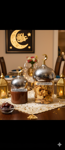 Pot de rangement en verre fait main, style luxe 2026, attrayant, pour la décoration de table du Ramadan, nouveau style avec couvercle en forme de minaret et pichet pour l'Aïd - Product Image 4