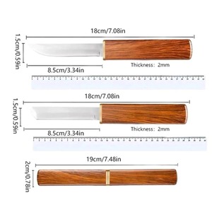 Cuchillo de acero inoxidable de doble y una sola cara para exteriores, mini cuchillo portátil multiusos para bushcraft y camping. - Product Image 6