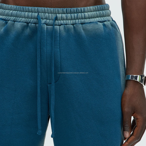 Customized Wide <b>Leg</b> Sunfaded Cotton Fleece Vintage Trackpants Mens Streetwear Baggy Joggers Wholesale. - Product Image 4