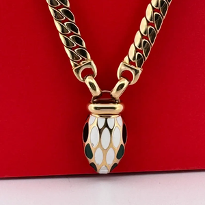 18K Gold Plated Rope <b>Chain</b> Pendant Necklace With Oval Bezel Set Stone Unisex Hiphop Style Everyday Wear - Product Image 4