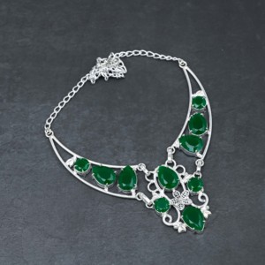 Collier en argent sterling 925 pur léger avec pierre précieuse Larimar naturelle, best-seller, fournisseur de bijoux en onyx vert - Product Image 1
