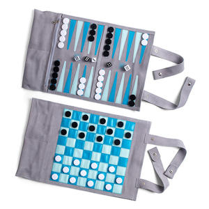 Premium Suede Roll Up <b>Backgammon</b> Set Portable Travel <b>Board</b> Game with Zipper Pocket Durable Leather Folding <b>Backgammon</b> Game Set - Product Image 5