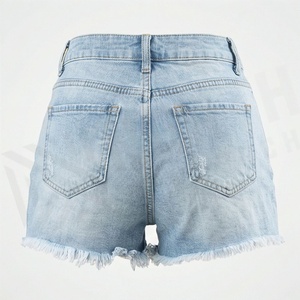 Plus Size Women <b>Denim</b> Shorts <b>Stretch</b> High Waist Ripped Pants Casual Summer Wear Fashion Street Style Custom Color Apparel - Product Image 2