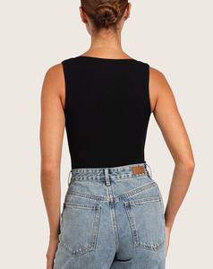 Traje de Baño Entero Negro sin Mangas para Mujer, Cintura Alta, Cuello Redondo, Secado Rápido, Spandex y Nailon, Traje de Baño de Verano a Precio Económico - Product Image 4