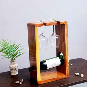 Designer Wooden Wine Rack For Countertop <b>Kitchen</b> Home Bar Dining <b>Table</b> And Premium Bottle Display Storage - Product Image 2