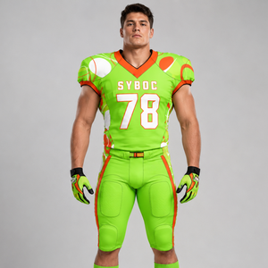 Conjunto de Uniforme de Fútbol Americano Personalizado Verde y Amarillo, Jersey y Pantalones, Ropa Deportiva OEM para Adultos y Jóvenes, para Práctica y Juego - Product Image 1