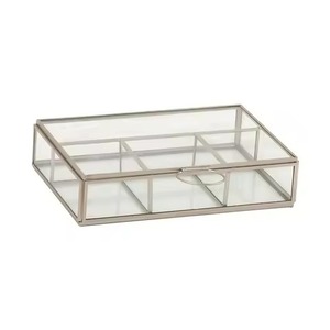 Glass Jewelry <b>Box</b> With Gold Frame Decorative <b>Trinket</b> Organizer For Rings Earrings Necklace Bracelet Vanity Display - Product Image 3