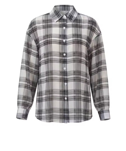 เสื้อเชิ้ตลายสก๊อตน้ำหนักเบาสำหรับผู้หญิงของกาดินัสเสื้อเชิ้ตลำลองแขนยาวทรงหลวม - Product Image 3