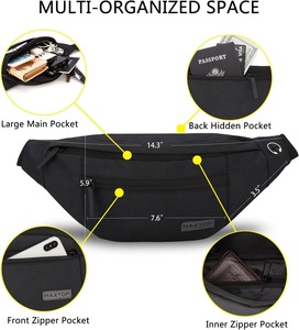 Riñonera ligera para hombre y mujer, con correa ajustable, bandolera, bolsillo oculto, gancho para llaves, para viajes al aire libre y deportes. - Product Image 4