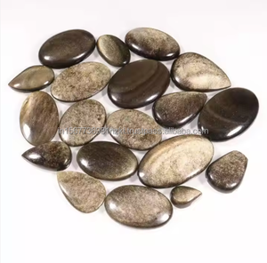 100% อัญมณีออบซิเดียนสีทองเงางามพลอยหลวมสีทองออบซิเดียนผิวเรียบสำหรับทำมือทำเครื่องประดับ - Product Image 4